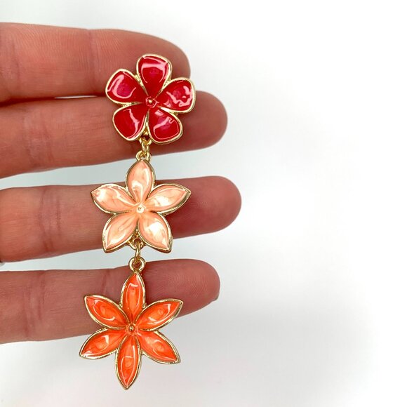 NEW~ Anthropologie Baublebar Colorful Flower Drop Earrings - Picture 5 of 7